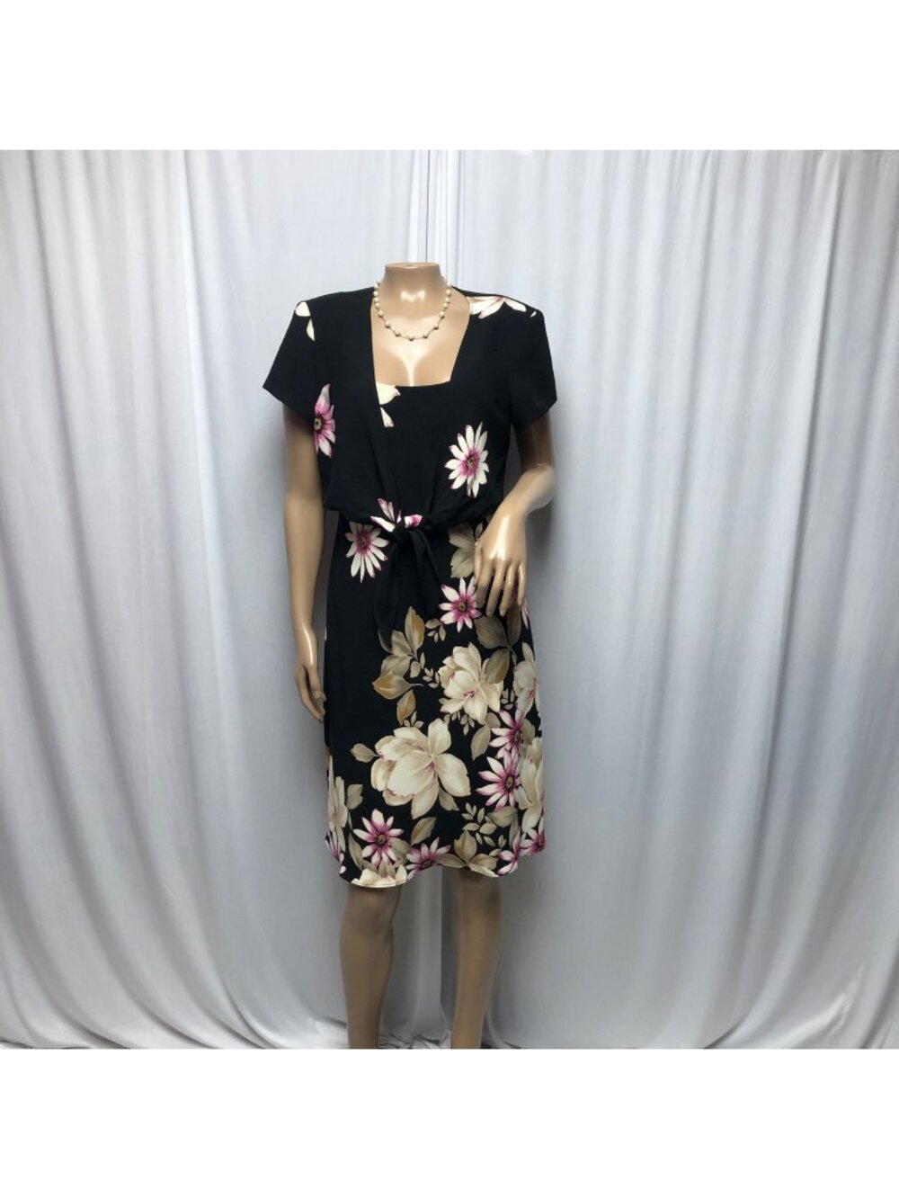 SL Fashions Floral Sleeveless Dress Womens Sz 8P Short Sleeve Jacket Cottagecore